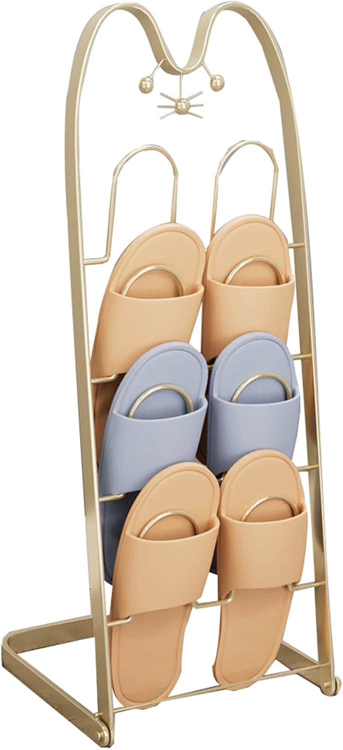 Household Products Cat Shaped Slippers Rack, Living Room Floor Multi Layer Wrought Iron Shoe Rack Simple Bathroom Toilet Slippers Shelf Dormitory Shoe Rack, for Entryway Bathroom Living Room