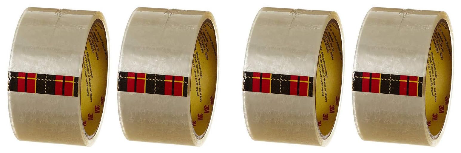3M Scotch BOPP Packaging Clear Tape (Transparent) | 48mm x 50 Meter | Pack of 4 | for Packaging, Decorating and DIY