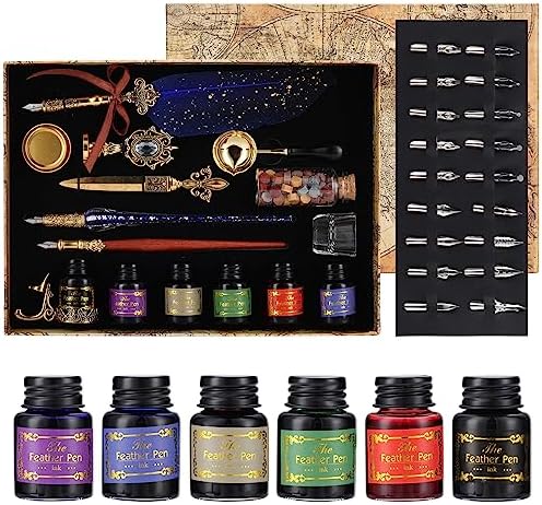 Kit Plume Calligraphie GC QuILL – 5 Plumes De Rechange, Stylo Dip Pen Métal