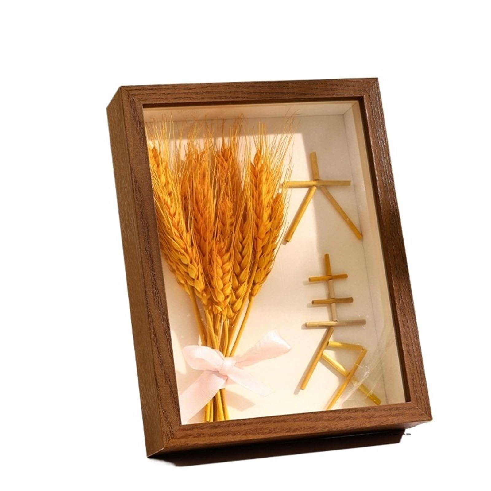 2PCS Shadow Box Frame Depth 5CM 3D Hollow Photo Dried Flower Specimen Holder DIY Handwork Display Wood for Tabletop and Wall(Color 3,Rectangle-7in)