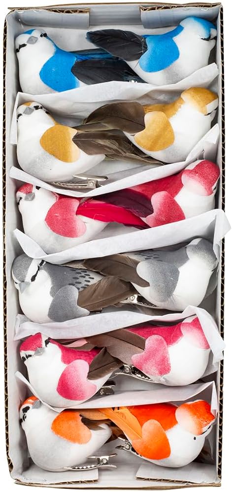 Floral Accessories - Chickadee Feather 5 Inch Rd, Multi, 5 Inch, 12 Pieces