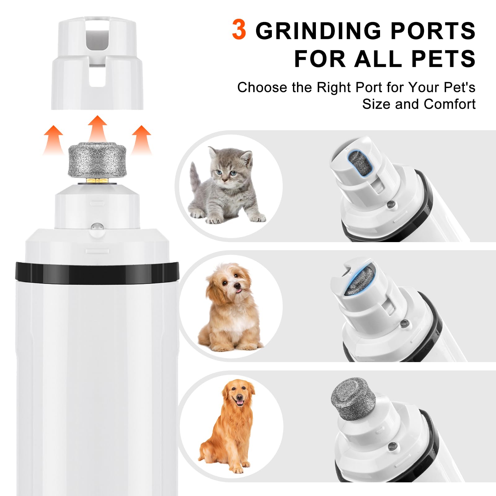 Dog Nail Grinder Quiet Electric with LED Light 2 Speed Professional Pet Nail Grinder for Dogs and Cats Safe Paw Grooming Tool for Small Medium Large Dogs - image 5