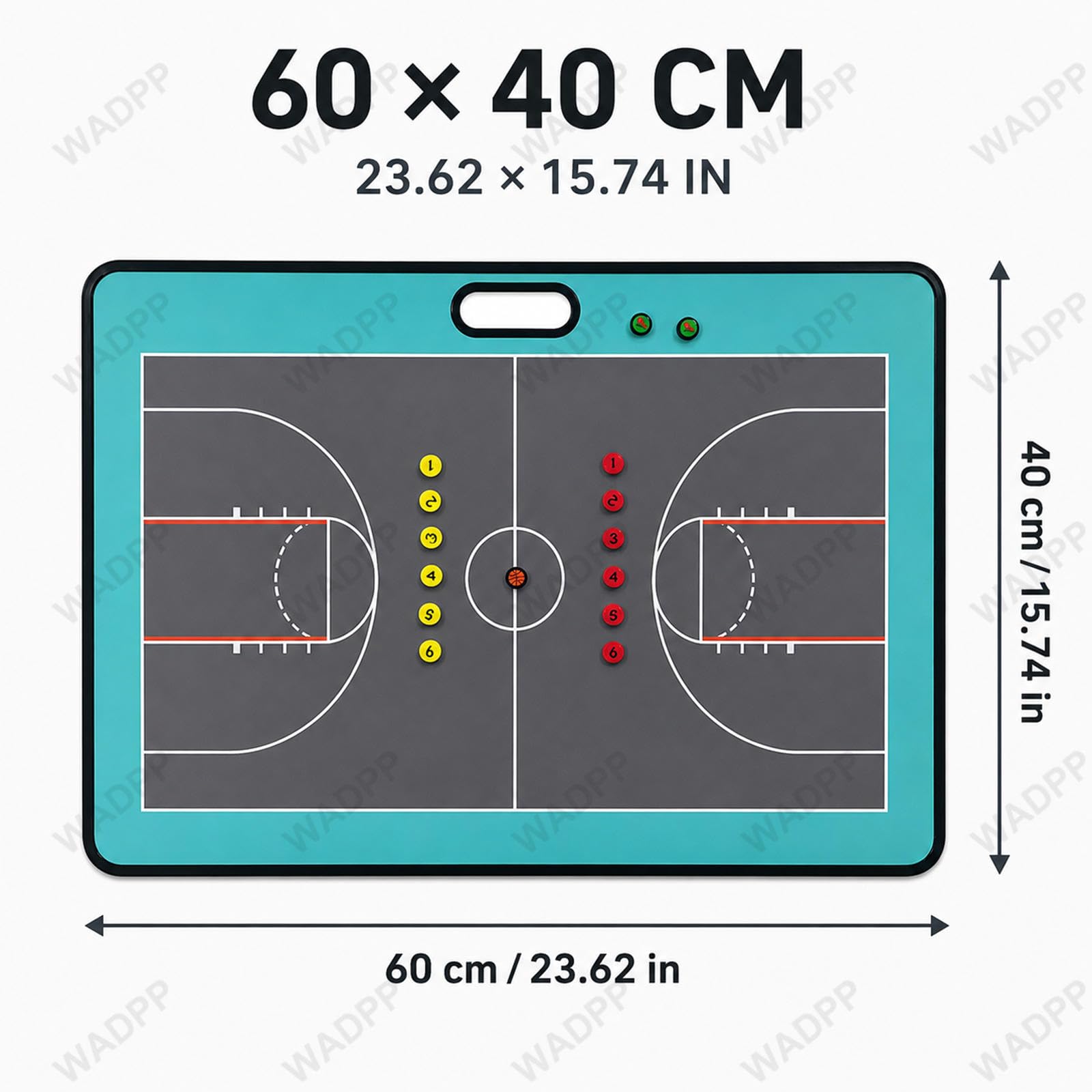 Pizarra Táctica de Baloncesto Magnética Doble Cara Cancha Completa y Media
