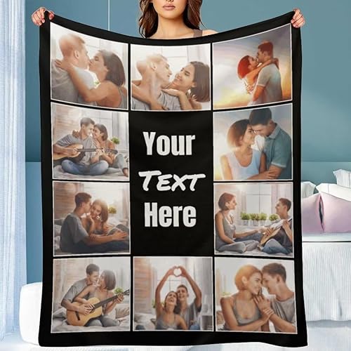 Miniatura 8 de Manta personalizada con texto fotográfico, manta personalizada de franela polar para regalo de cumpleaños familiar, regalo de boda, se adapta al