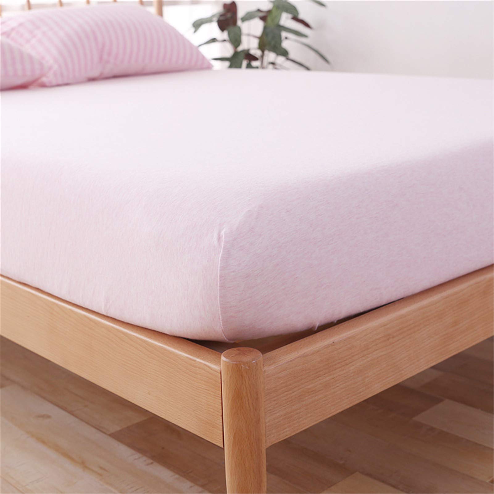 BEDSETS Protector De Colchón, De Rizo, Ajustable, 100% Impermeable con Tratamiento Antiácaros, Fabricado con Algodón Biorgánico (Pink B,180 * 200+25CM)