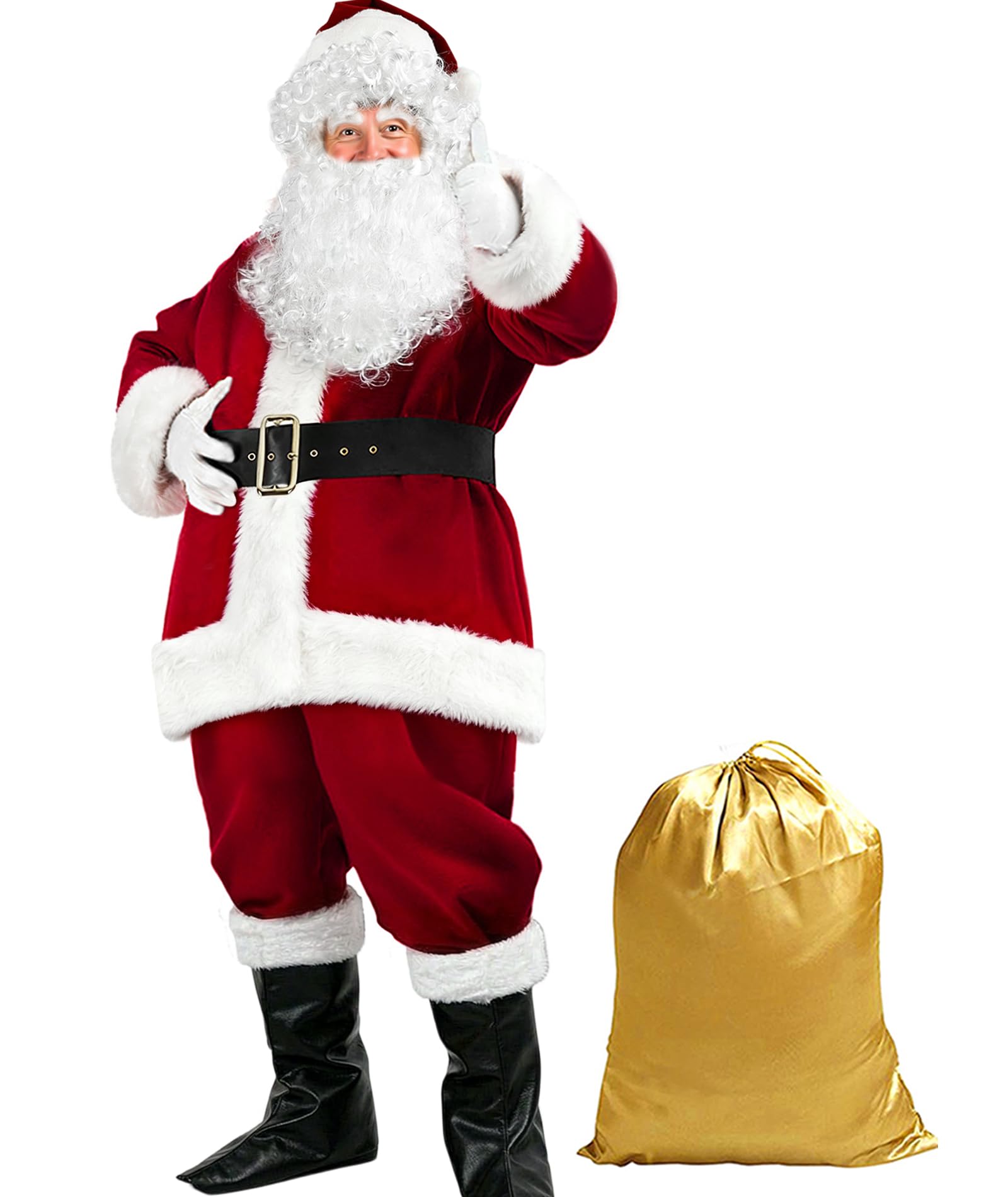 Santa Suit Christmas Santa Claus Costume for Men Women Adult Costume Santa 10pc. Outfit
