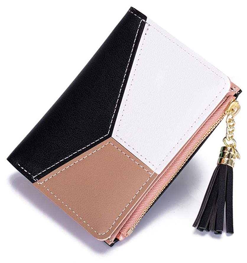 alexvyan Black Small Bi-Fold Women's Purse Wallet Card Organizer Female Hand Clutch Women/Ladies/Girls Wallets Credit Card Holder 2 Pocket -Coin Pocket Style-Colorblock-picture-24