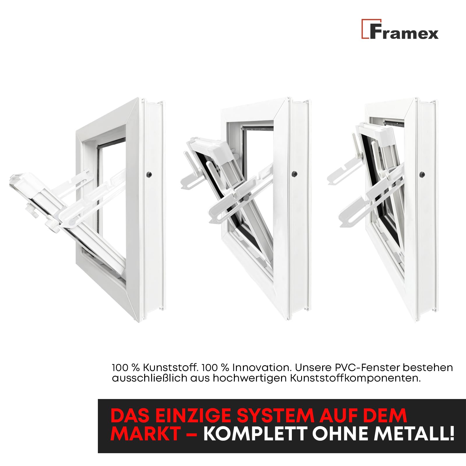 Finestra in PVC, a Ribalta e a Battente, Bianca, 100 x 60 cm (1000 x 600 mm), Vetro Singolo – Finestra in PVC con funzione di Ribalta e a Battente, per ventilazione, scantinati