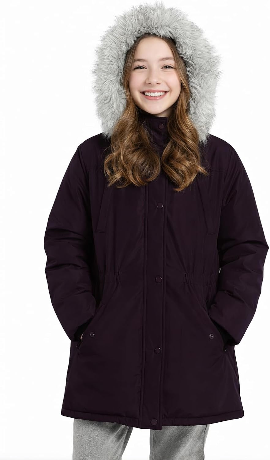 SOLOCOTE Big Girls Parka Winter Coat – Kids Insulated Long Warm Jacket Water-Resistant Heavyweight with Faux Fur Hooded