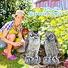 Hedoc 2 Pack Fake Owl Decoys to Scare Birds Away, Great Horned Owl Bird Deterrents, Nature Scarecrow Plastic Pest Repellent, Garden Decor and Yard Decoration for Gardens and Rooftops
