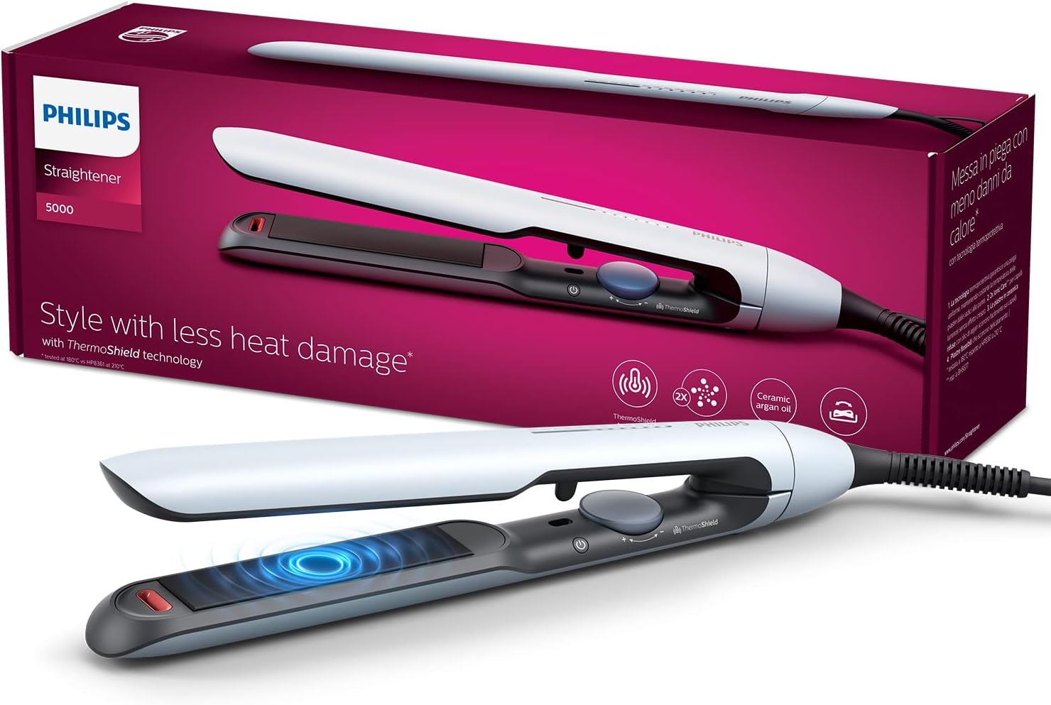 PHILIPS Hair Straightener BHS520/00, ThermoShield Technology to lower