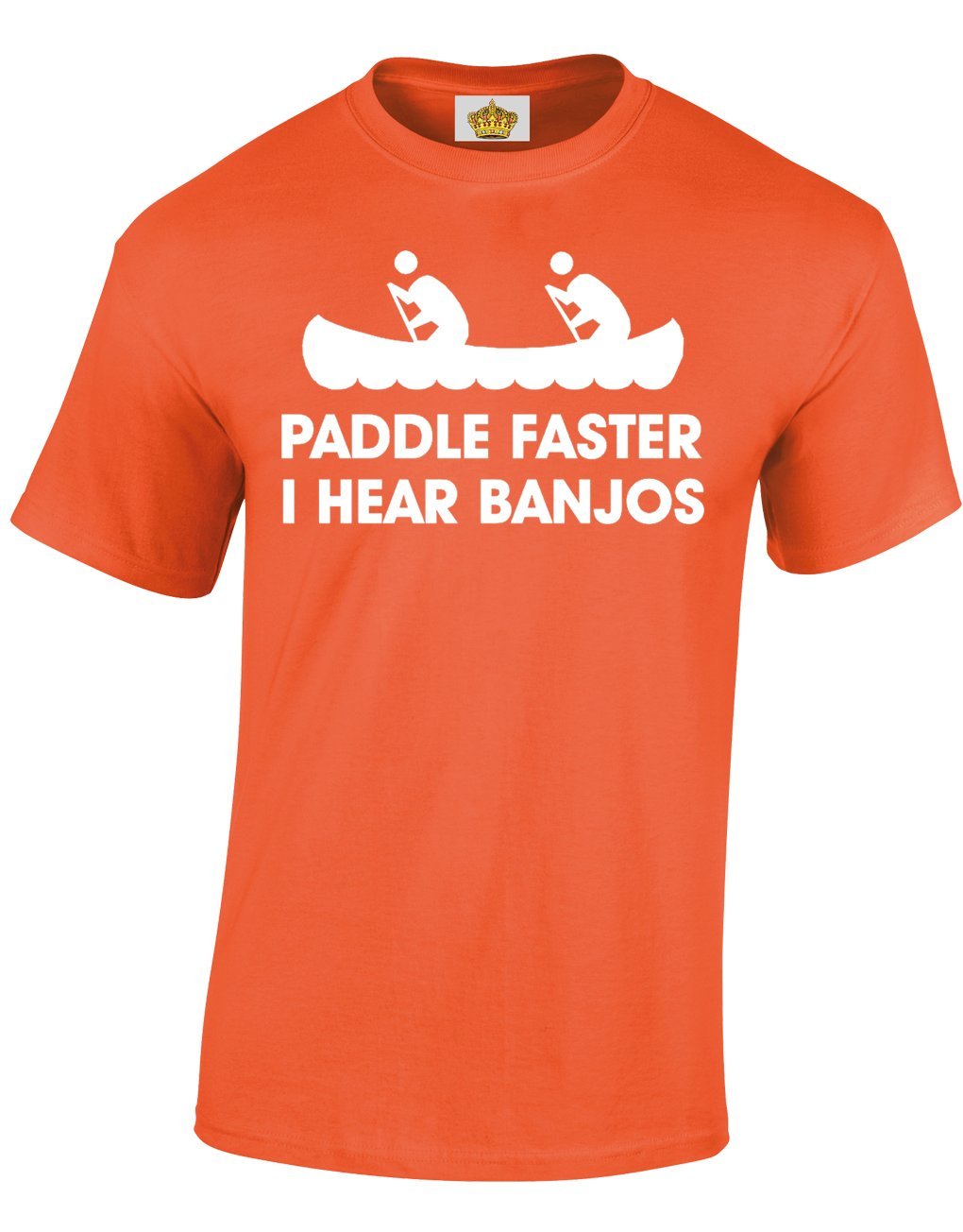 Crown Designs Paddle Faster Funny Cool for Men & Teenagers T-Shirts Tops - Orange/XX-Large