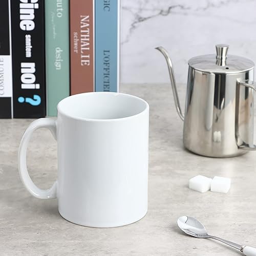Miniatura 5 de harebe Taza de café extra grande de 22 onzas, taza de té gigante de cerámica lisa, gran capacidad y asa para papá y hombres, color blanco