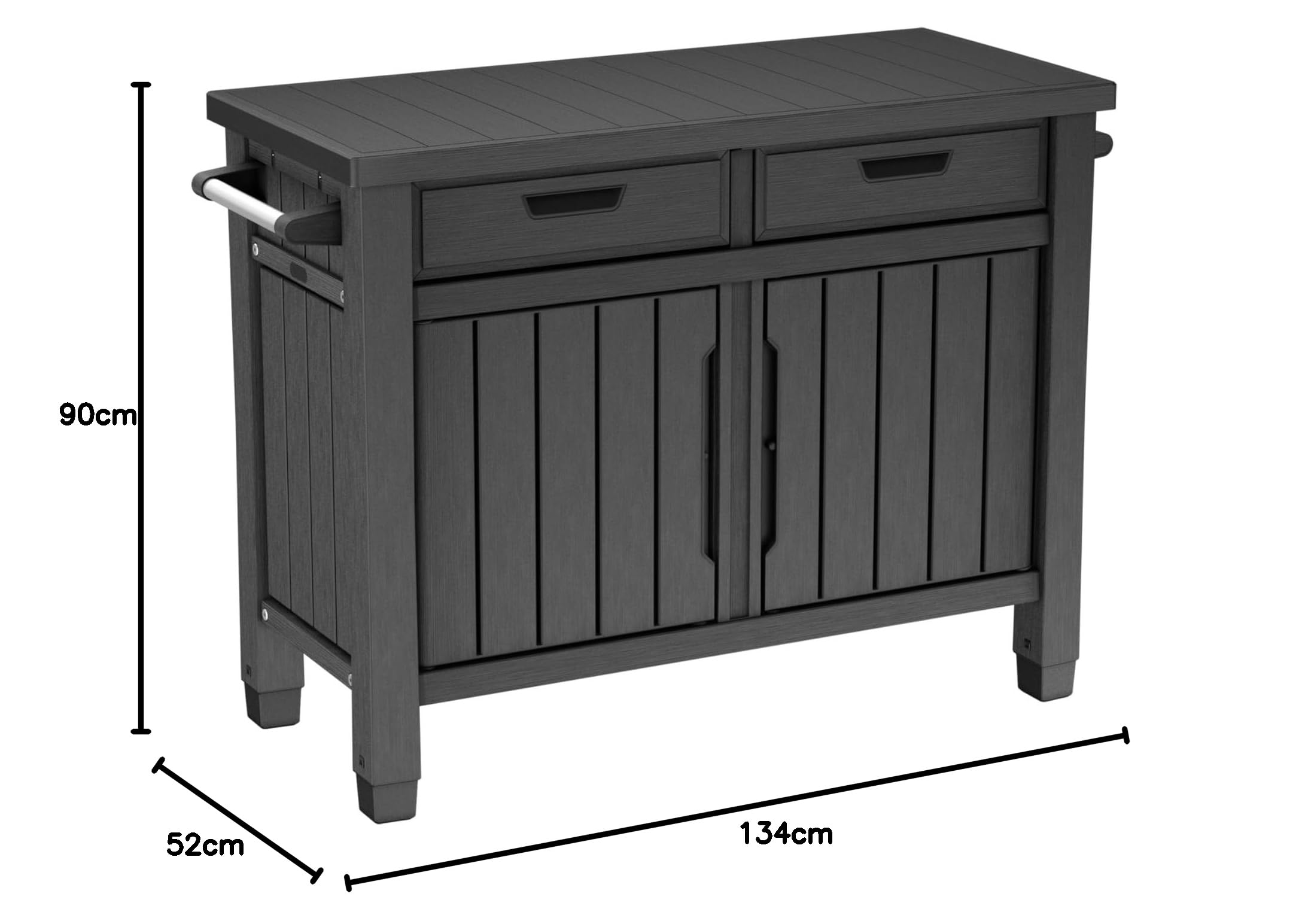 Koll Living Tavolino/tavolino XXL – Tavolo da servizio multifunzionale con ampio spazio – resistente alle intemperie – effetto legno