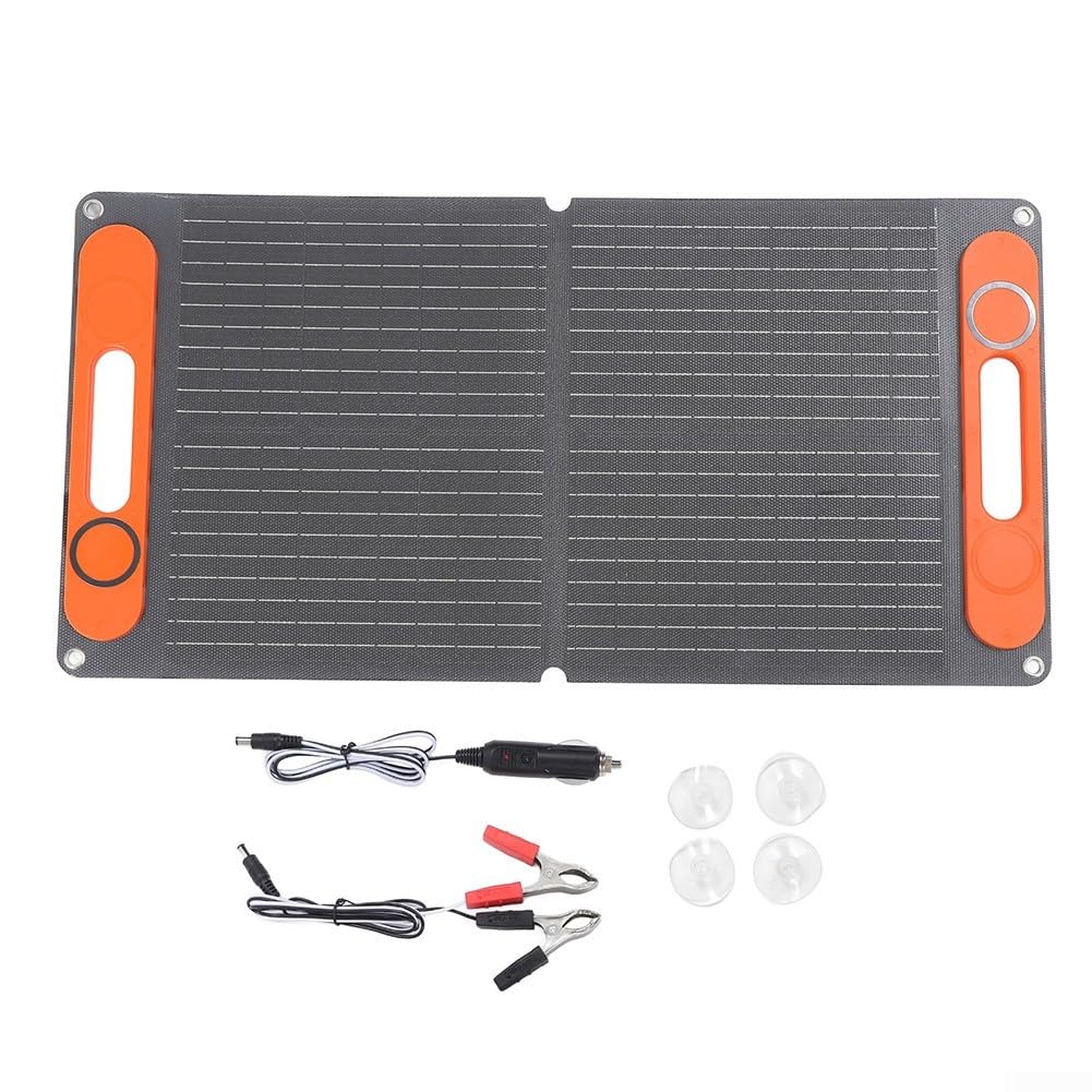 Kit pannello solare pieghevole portatile da 80 W con doppia uscita USB e 12 V per campeggio e avventure all'aria aperta