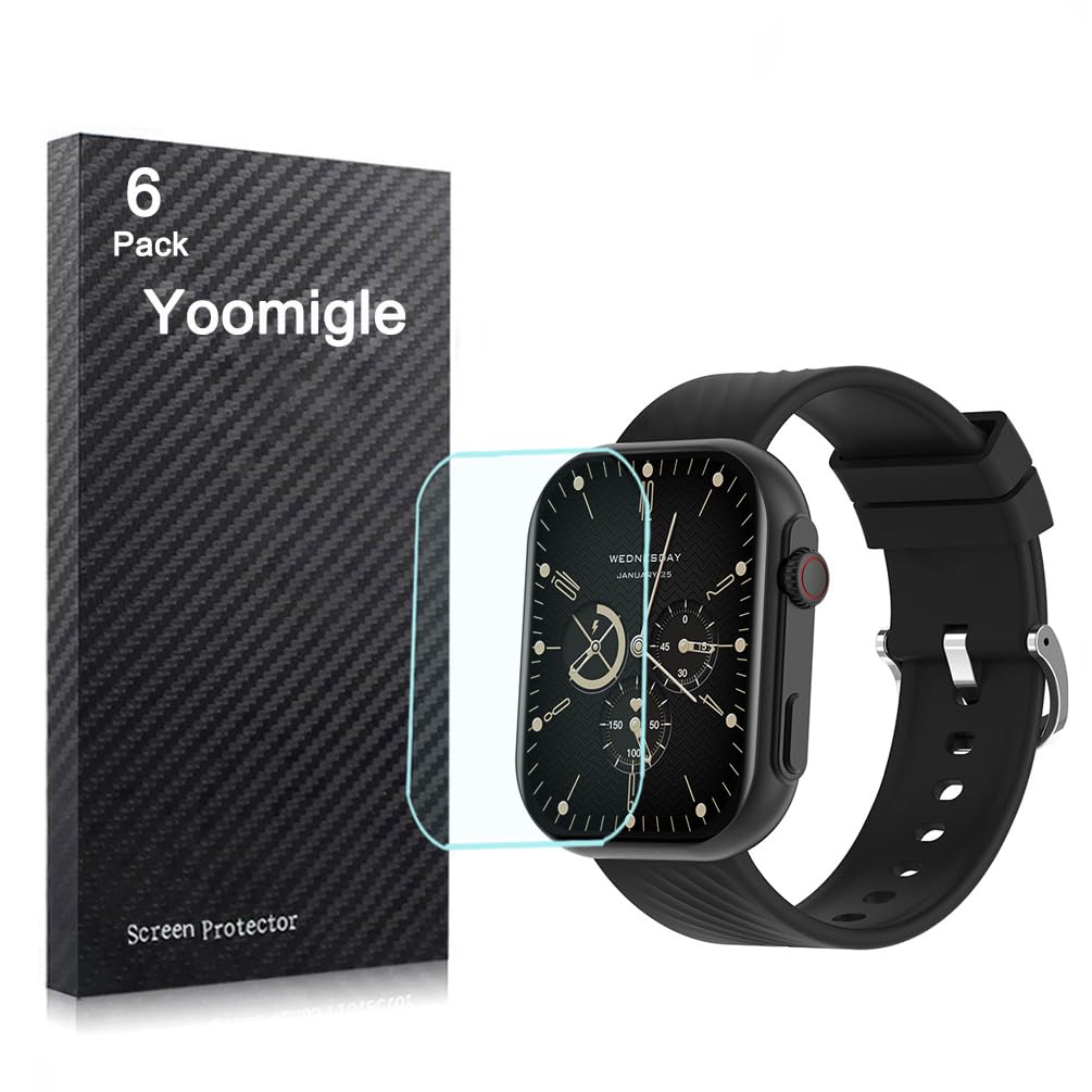 Yoomigle 6 Pack Compatible with HOLALEI ZL80 2.01" Smartwatch Screen Protector Film for Ulfsaar ZL80 2.01 inch Smart Watch Screen Protectors Foils Screen Cover Crystal Clear HD Anti-Scratch
