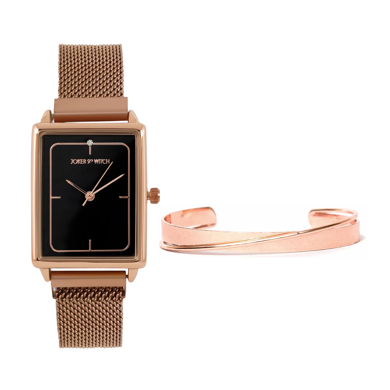 Joker & Witch Stainless Steel Women Mariposa Rosegold Analog Watch Bracelet Stack Combo, Black Dial, Rose Gold Band (B0C7L8Z5N2) Amazon Price History, Amazon Price Tracker