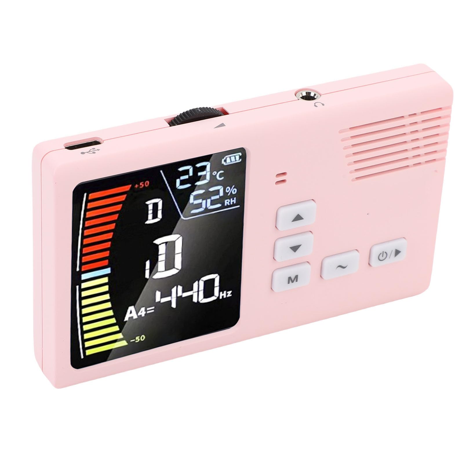 Accordeur de Métronome Accordeur de Métronome Numérique ABS avec Affichage LED Rechargeable 580 MAh Générateur de tonalité d'Accordeur 3 en 1 pour les Joueurs Guzheng Guqin Pipa Erhu (PINK)