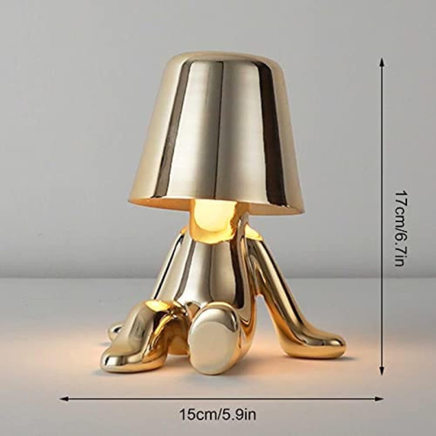 Lampka Nocna Sterowana Dotykiem, Kreatywna Lampa Biurkowa Led Golden Man Z Portem Usb, 3-poziomowa Jasność, Lampa Nocna Thinker Do Sypialni, Biura, Salonu, Domu I Biura