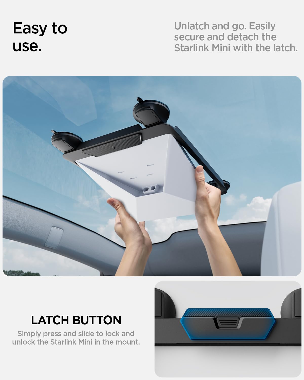 Spigen Supporto Mini Starlink – Design Antivibrazione a Sgancio Rapido con Ventose ad Alta Tenuta (Resistenza 23 kg+), Kit di Montaggio per Auto, Camper, Barche, Finestre, Vetro e Tetto Apribile