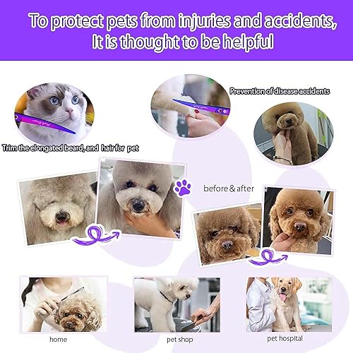 Miniatura 6 de Purple Dragon Juego de 4 tijeras profesionales de aseo para mascotas de 70 pulgadas de acero de primera calidad japonés rectas y curvadas y de
