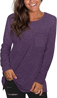 WIHOLL Womens Long Sleeve Solid Color Round Neck Lace Buttons Tunic Tops Henley Shirts
