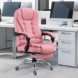 Cadeira De Escritório, Cadeira De Com Apoio Para Os Pés E Encosto Ajustável (Rosa)