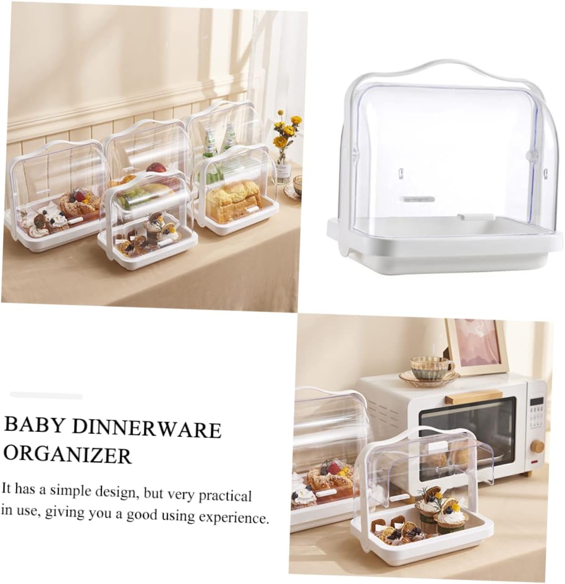 Dust-Proof Storage Box Lid Multi-Functional Bread and Dessert Organizer for Baby Feeding Bottles and Party Supplies Suitable for Home Use