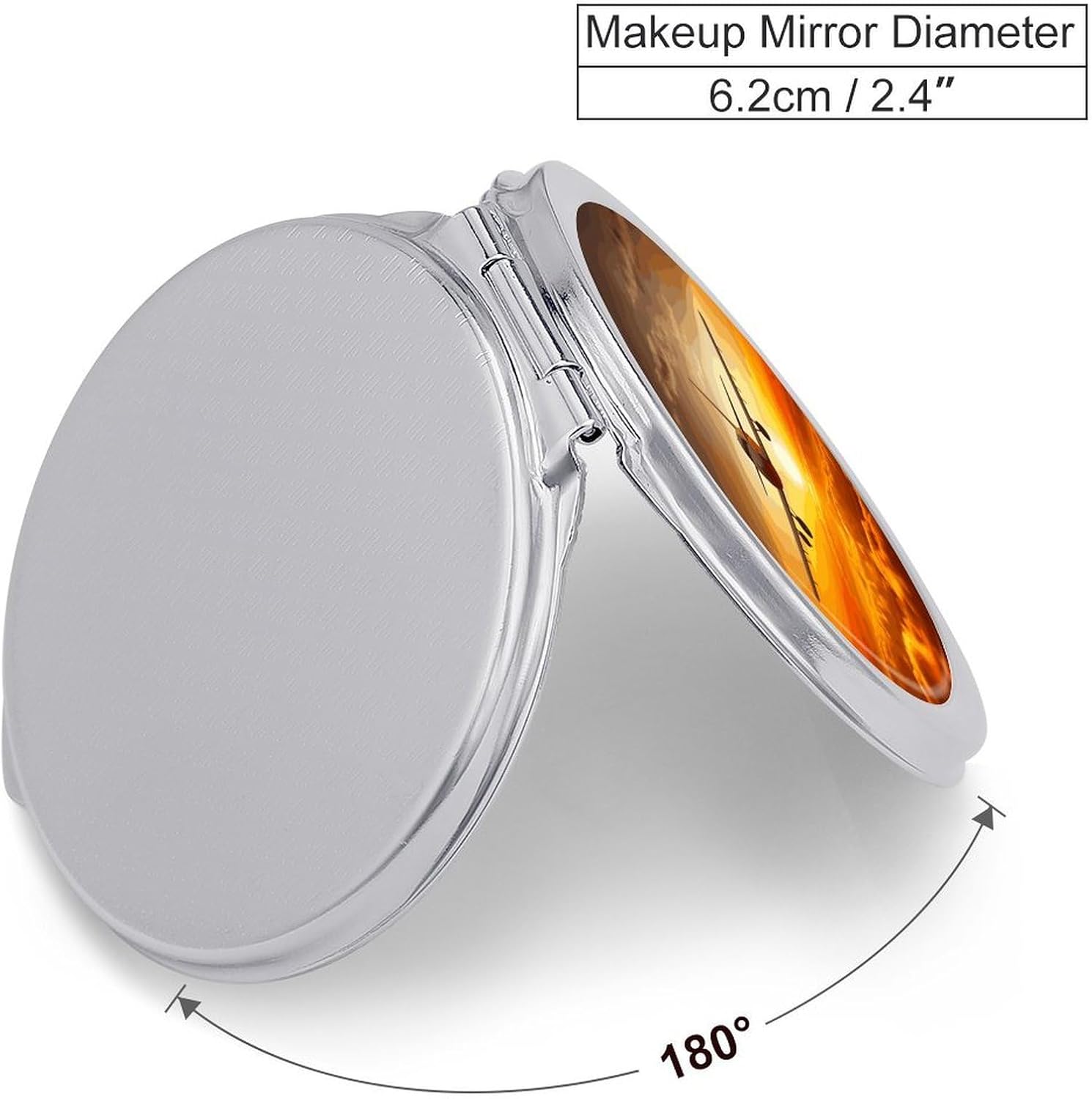 Aircraft Plane at Sunset Travel Makeup Mirror,Compact and Portable Makeup Mirrors with Mirror Cover,Pocket Mirror for Home, Hair Salon and Beauty Shop image 2