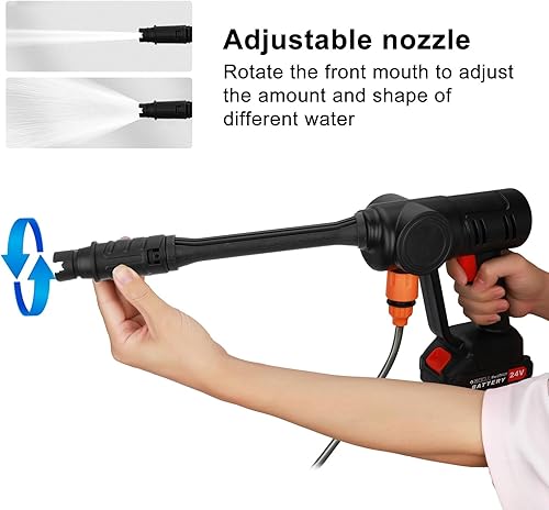 Miniatura 2 de Lavadora eléctrica inalámbrica, lavadora eléctrica inalámbrica portátil de 21 V, 725 PSI, lavadora a presión a batería con boquilla ajustable, 2