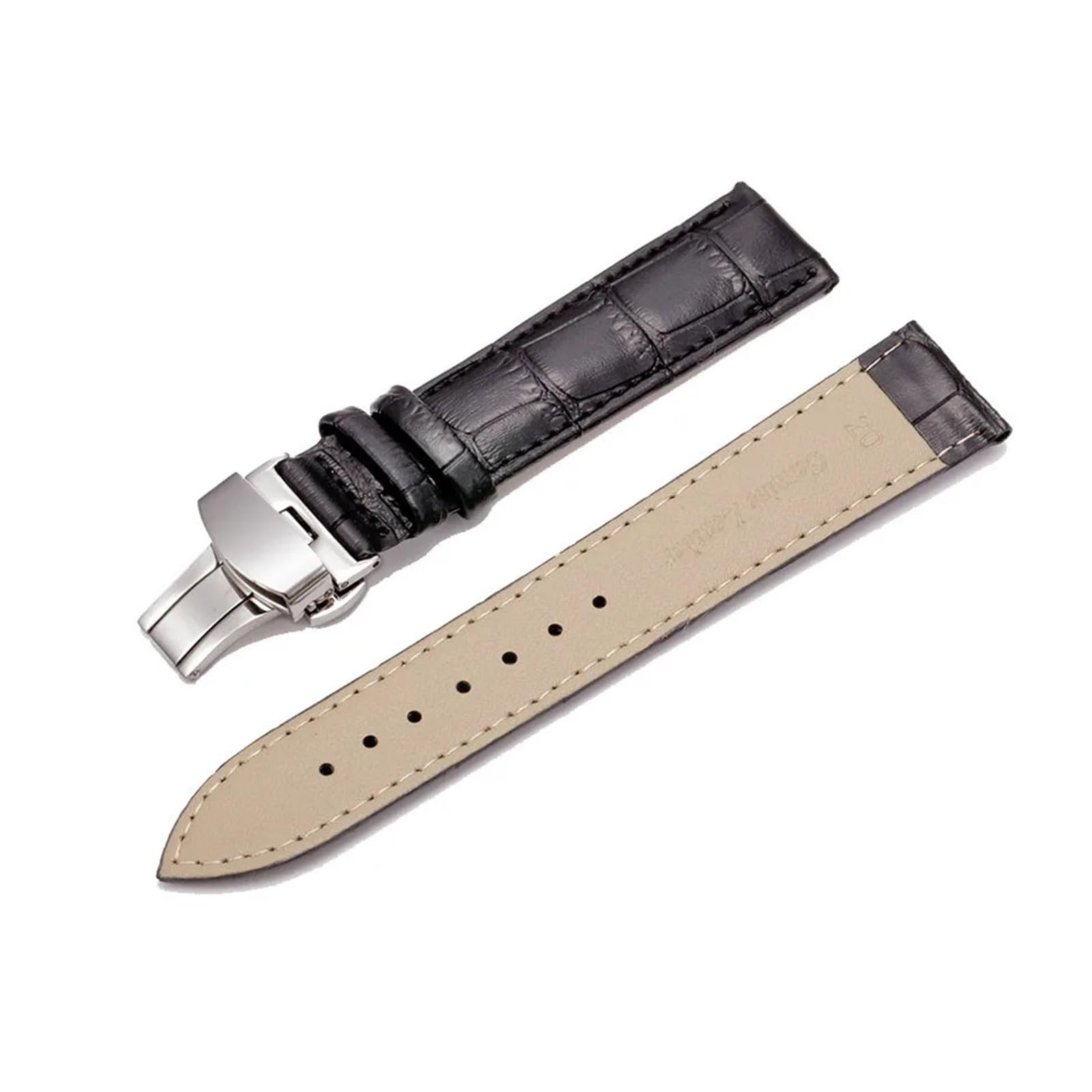 Générique NASUNJIA Bracelet De Montre En Cuir Véritable Crocodile 12 13 14 15 16 Mm 17 18 Mm 19 Mm 20 Mm 21 Mm 22 Mm 24 Mm Avec Boucle Papillon