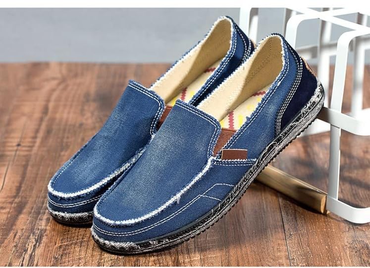 Men's Large-Sized Breathable Canvas Loafers - Anti-Slip Casual Walking Shoes, Rubber Soles, Street Style, Easy to Put On and Take Off, Suitable for Outdoor Casual Wear2