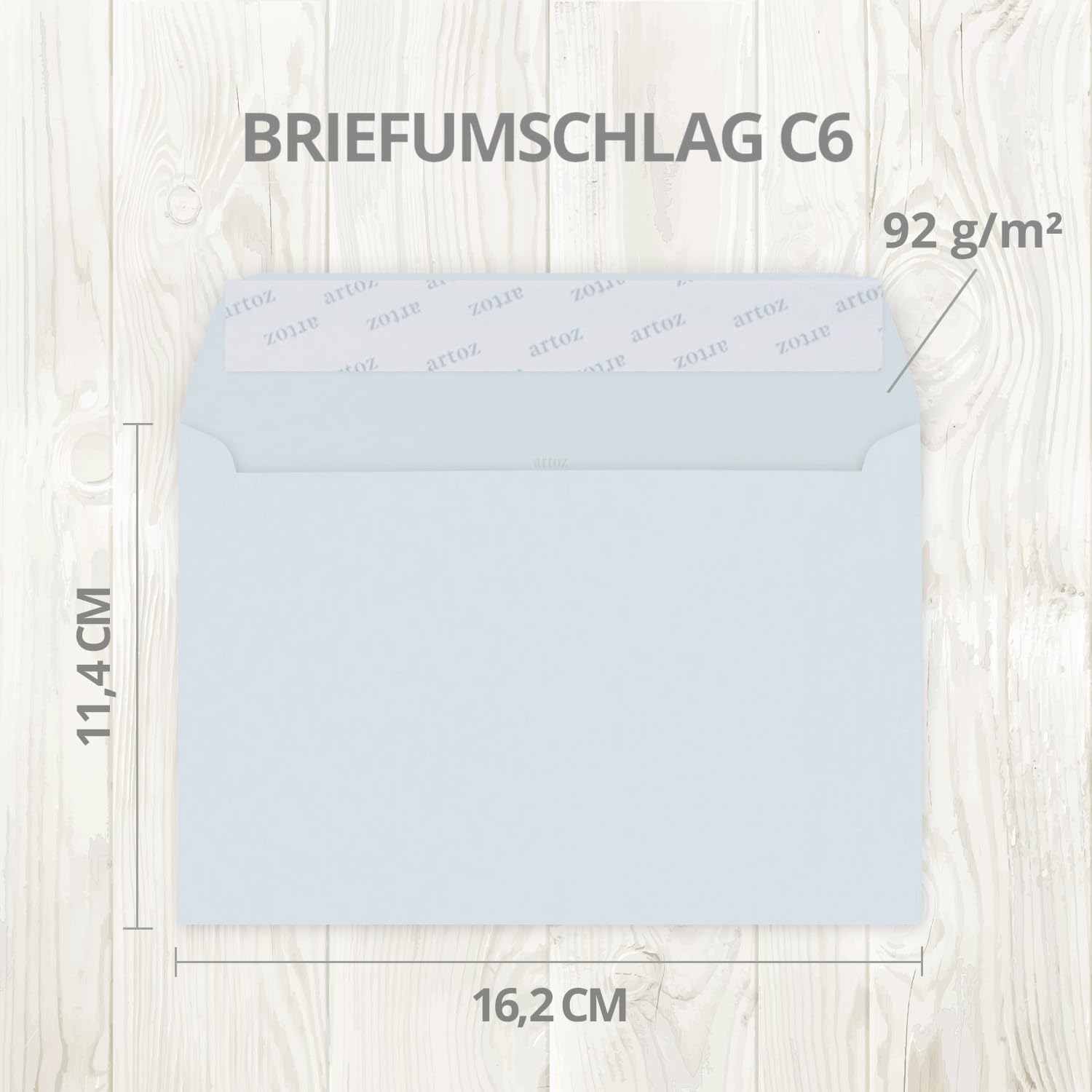 ARTOZ Floretta Lot de 150 enveloppes format C6 - Bleu clair - 16,2 x 11,4 cm - 92 g/m² - Papier pastel
