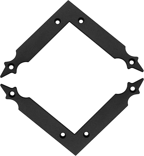 Miniatura 3 de 4 piezas de soporte de esquina decorativo para puerta corredera de granero, decoración de herrajes negros para puertas de garaje, persianas,