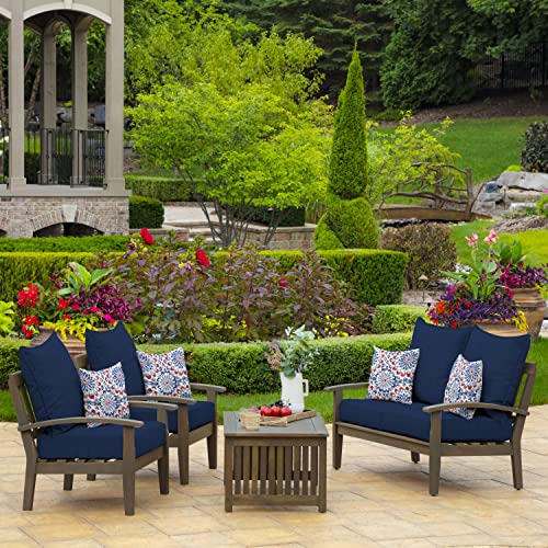 Image of Arden Deep Seat Outdoor Chair Cushion Set (2-Pack), 24 in x 24 in, Weather-Proof, Rain-Proof, Fade Resistant Patio Cushion Set for Chair, Sofa, and Couch Sapphire Blue Leala