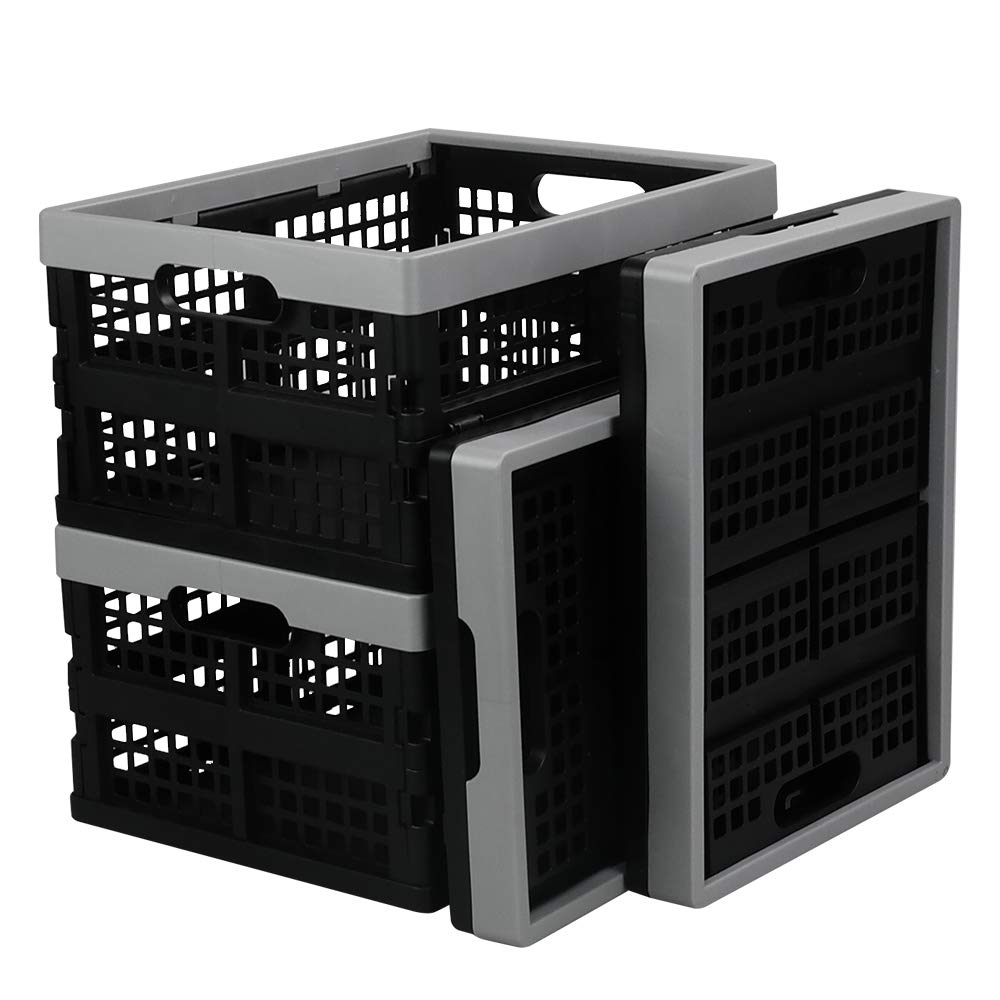 16 Quart 4 Pack Stackable Dairy Milk Crates, Utility Folding Baskets