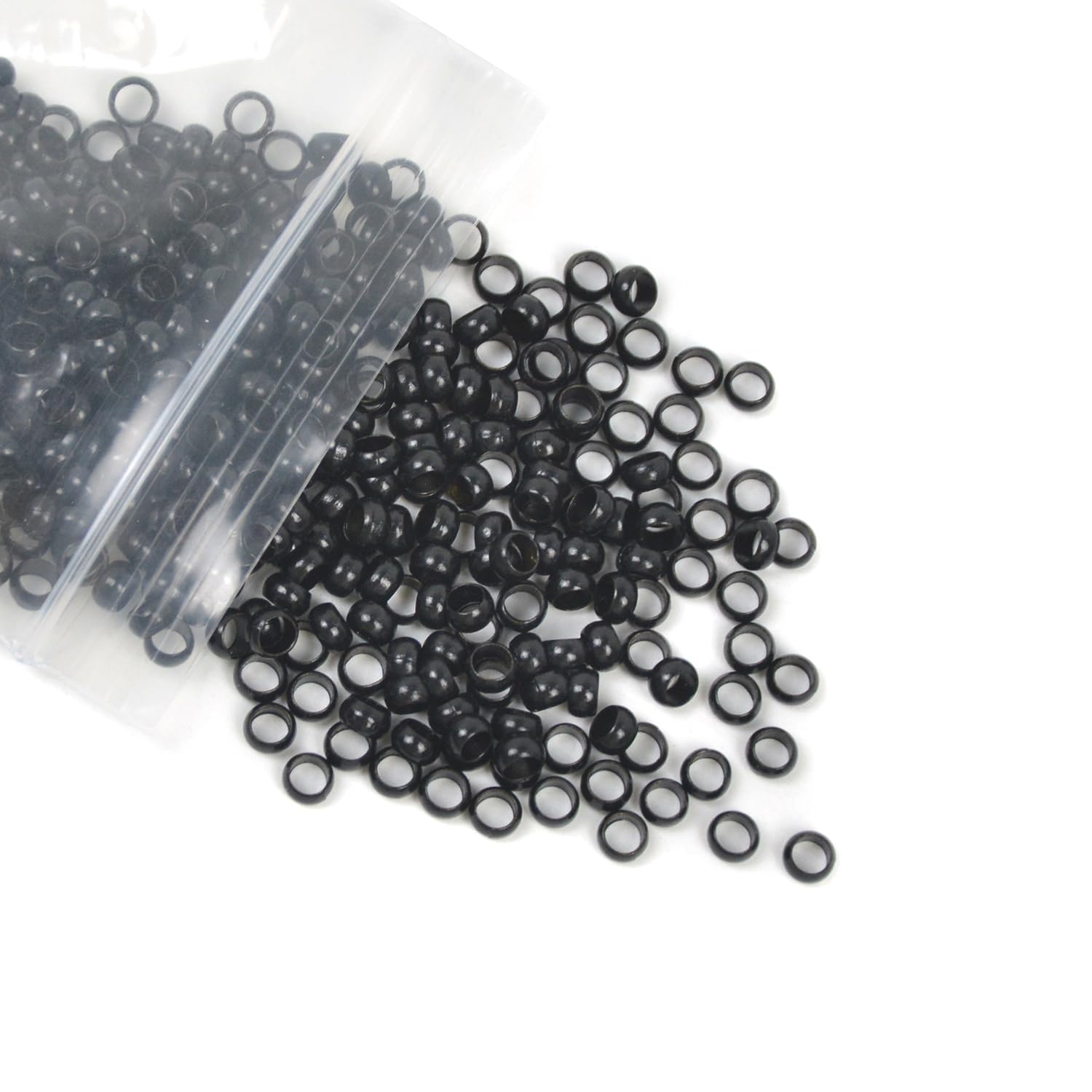 4.0mm Micro Rings Links Nano Beads Copper Nano Rings Hair Beads for Hair Extensions (200Pcs Black), 4.0(200 Pcs) - Image 3