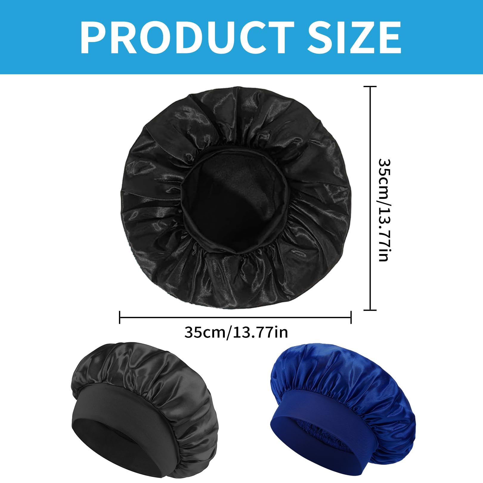 2Pièces Bonnet Satin Cheveux Nuit,Soie de en Turban Femme Bouclés Bonnets,Silk Foulard Elastique Boucler Casquettes Chapeaux,pour Femmes