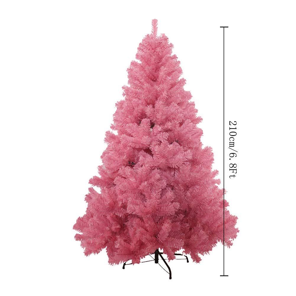 Albero di Natale Artificiale con Crittografia, 6,8 Piedi in PVC Premium con Cerniera, Decorazione Natalizia, Albero di Pino Natalizio per Interni, Facile da Montare Crist,Pink,180cm(6Ft)