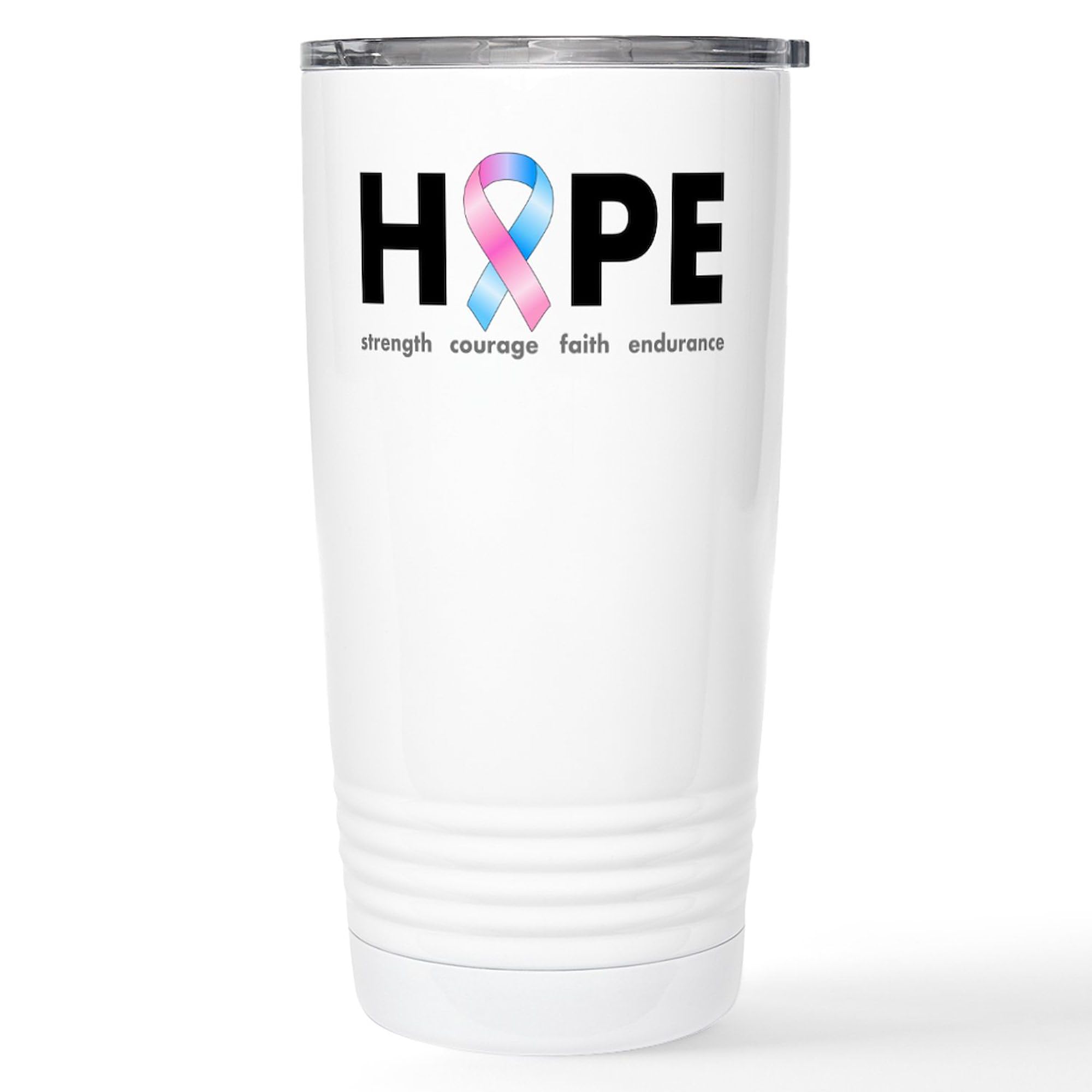 CafePress Pink & Blue Ribbon Hope Stainless Steel Travel Mug 20 oz. Insulated Stainless Steel Coffee Tumbler