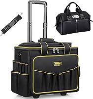 Vista 1 de Bolsa de herramientas con ruedas de boca ancha de 18 pulgadas, 32 bolsillos con mango telescópico y 2 ruedas, color negro