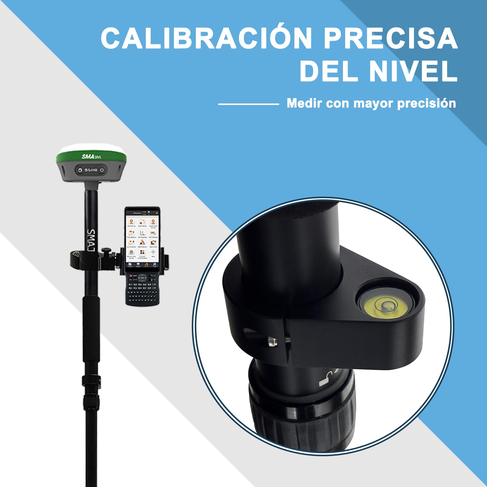Jalón de medición de aluminio de 1,8 m con bolsa de transporte, nivel extensible con prisma de burbuja, accesorios para varilla de radio GNSS RTK, poste GPS telescópico para ingeniería civil