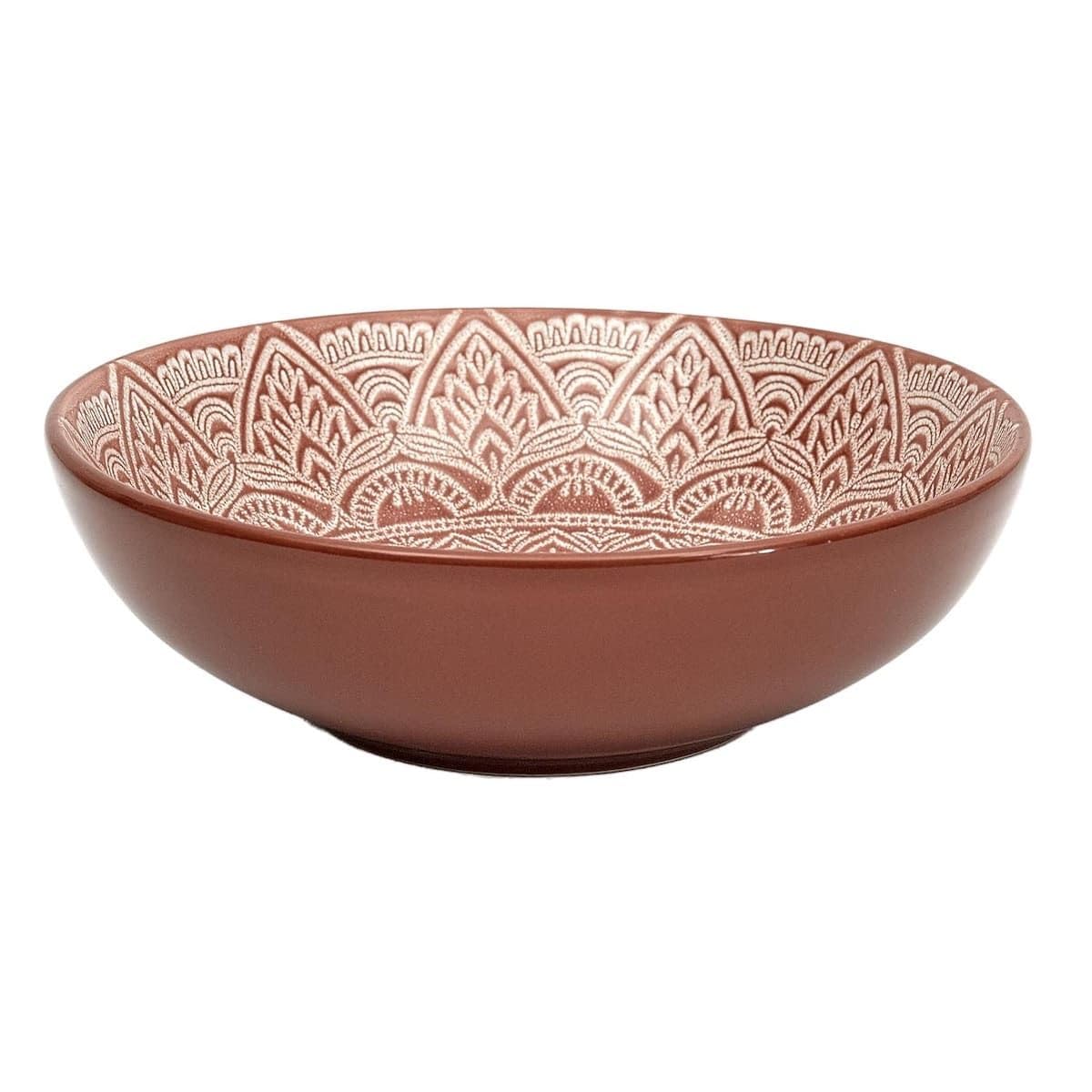 AltoBuy Set de 6 Assiettes Creuses en céramique Terracotta Motif Mandala (Ø18,5 cm) - AKKA