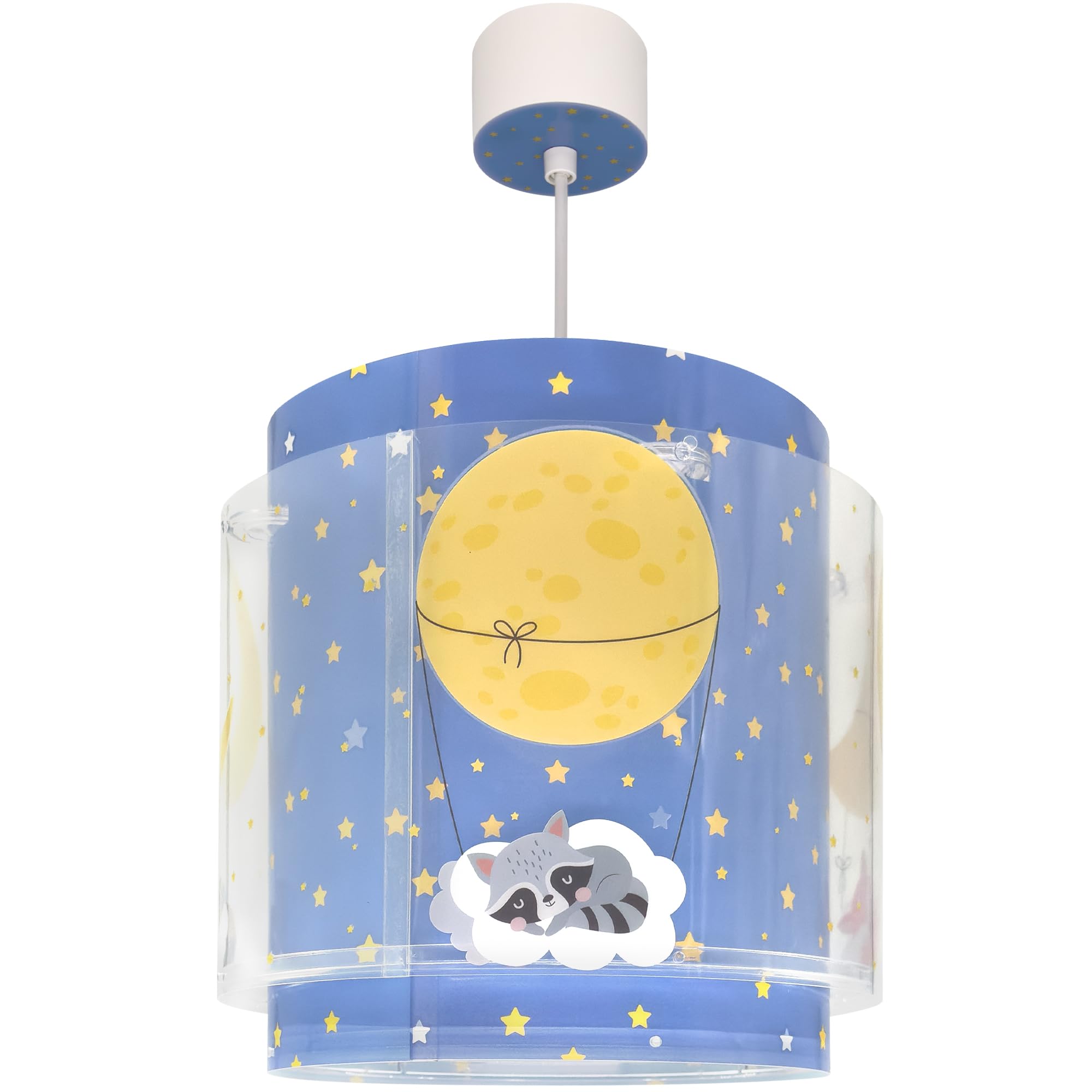 Dalber Lámpara Techo Colgante Infantil Luna Estrella Azul 76632M E27 | Incluye difusor de luz inferior extraible; Habitación niños; lámparas infantiles; Moon Dreams