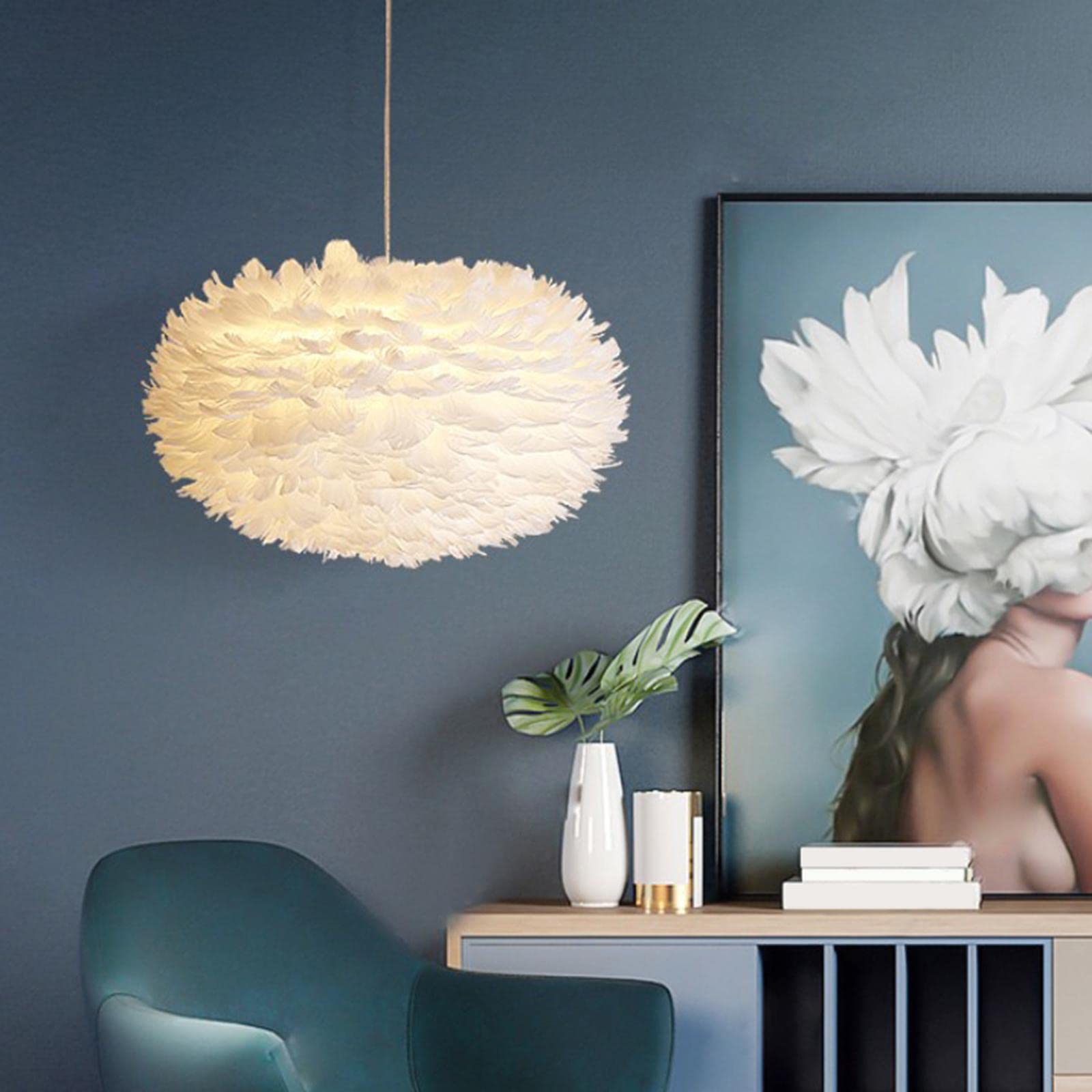 Novelty Feather Pendant Ceiling Light LED Hanging Lamp Minimalist DIY Decor 30cm|Home & Garden |Chandeliers & Ceiling Fixtures-image-33
