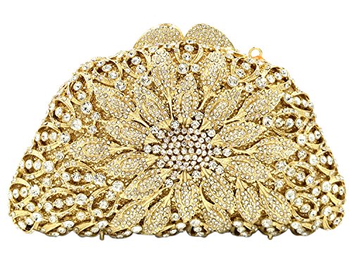 Pochette de mariage en relief fleur avec chaîne bandoulière amovible élégante