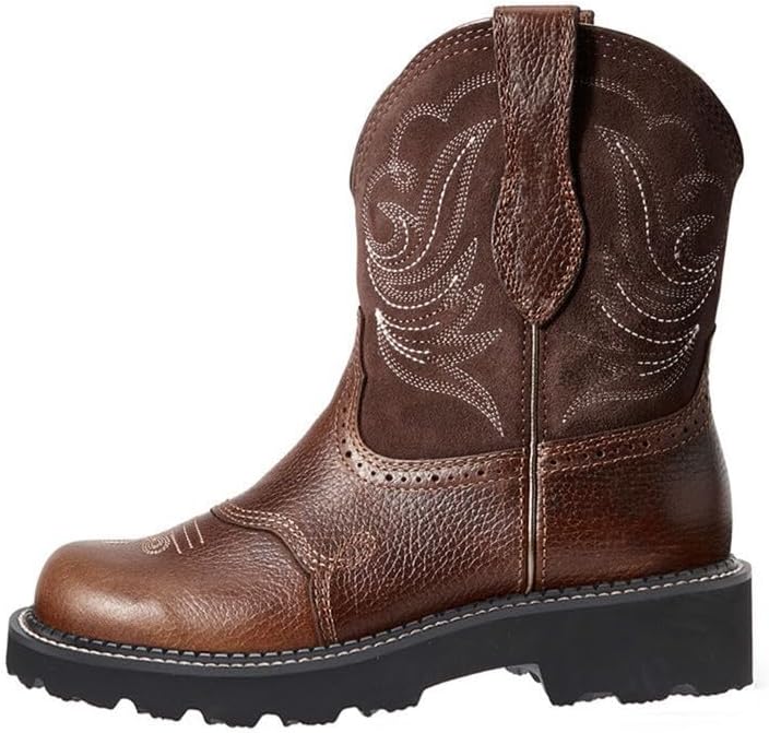 Women's Cowgirl Boots Embroidered Chunky Heel Round Toe Classic Retro Women's Ankle Boots Wide Calf Western Boots Women's Country Boots