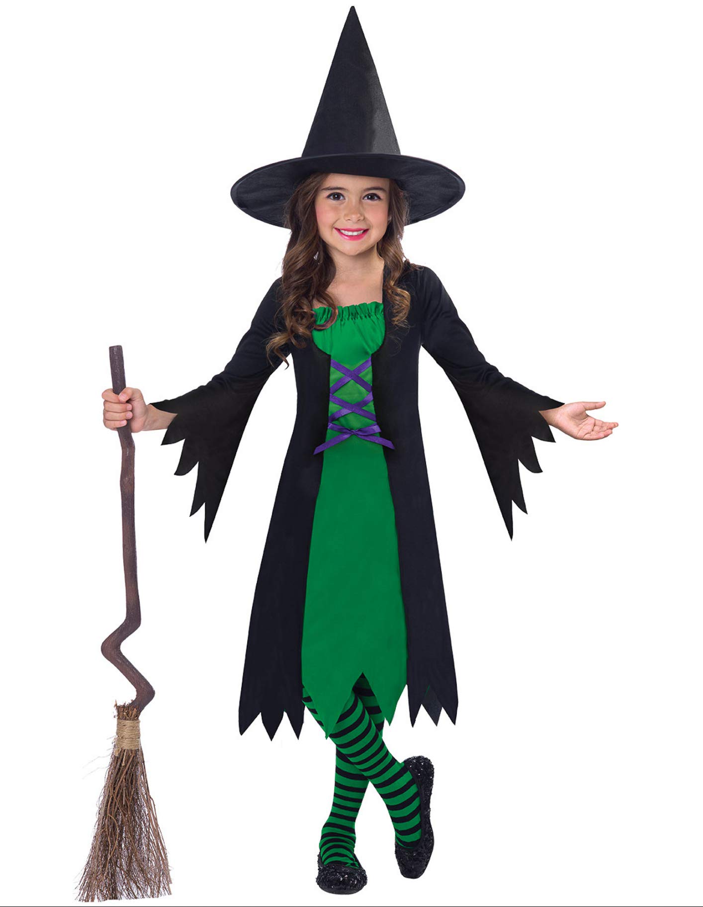 amscan 9905089 - Kids Wicked Witch Halloween Girls Fancy Dress Costume Age: 4-6 Years