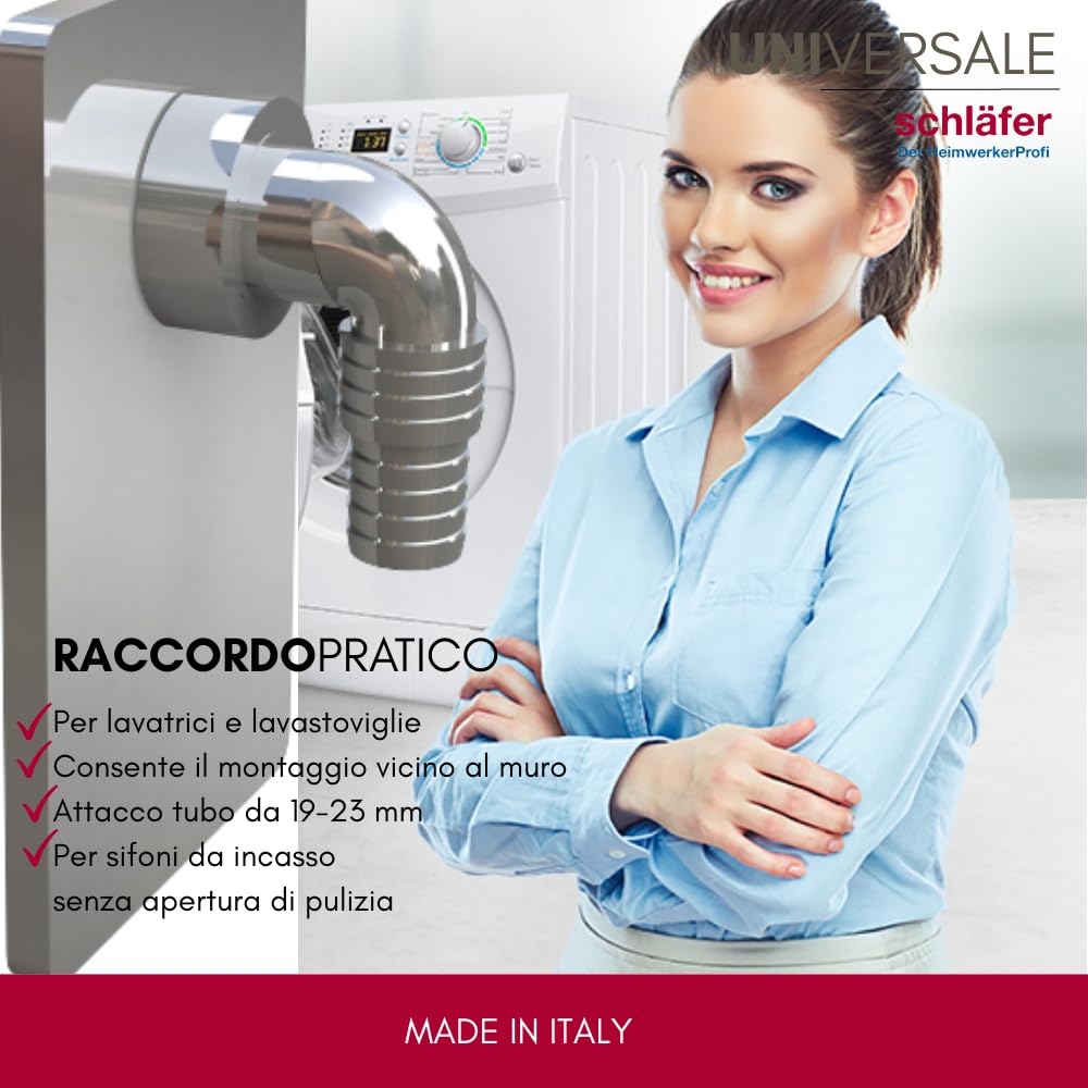 Curva Per Scarico Lavatrice Gomito Scarico Auto 90° In Acciaio Inox 304 - 32mm Gomiti Inox Curve - Foto 7