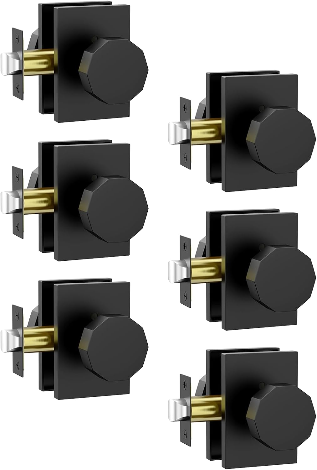 Asidrama 6 Pack Privacy Matte Black Door Knob with Lock. Matte Black Door Knobs Interior for Bedroom or Bathroom, Heavy Duty Black Door Handle for Left Right Sided Doors